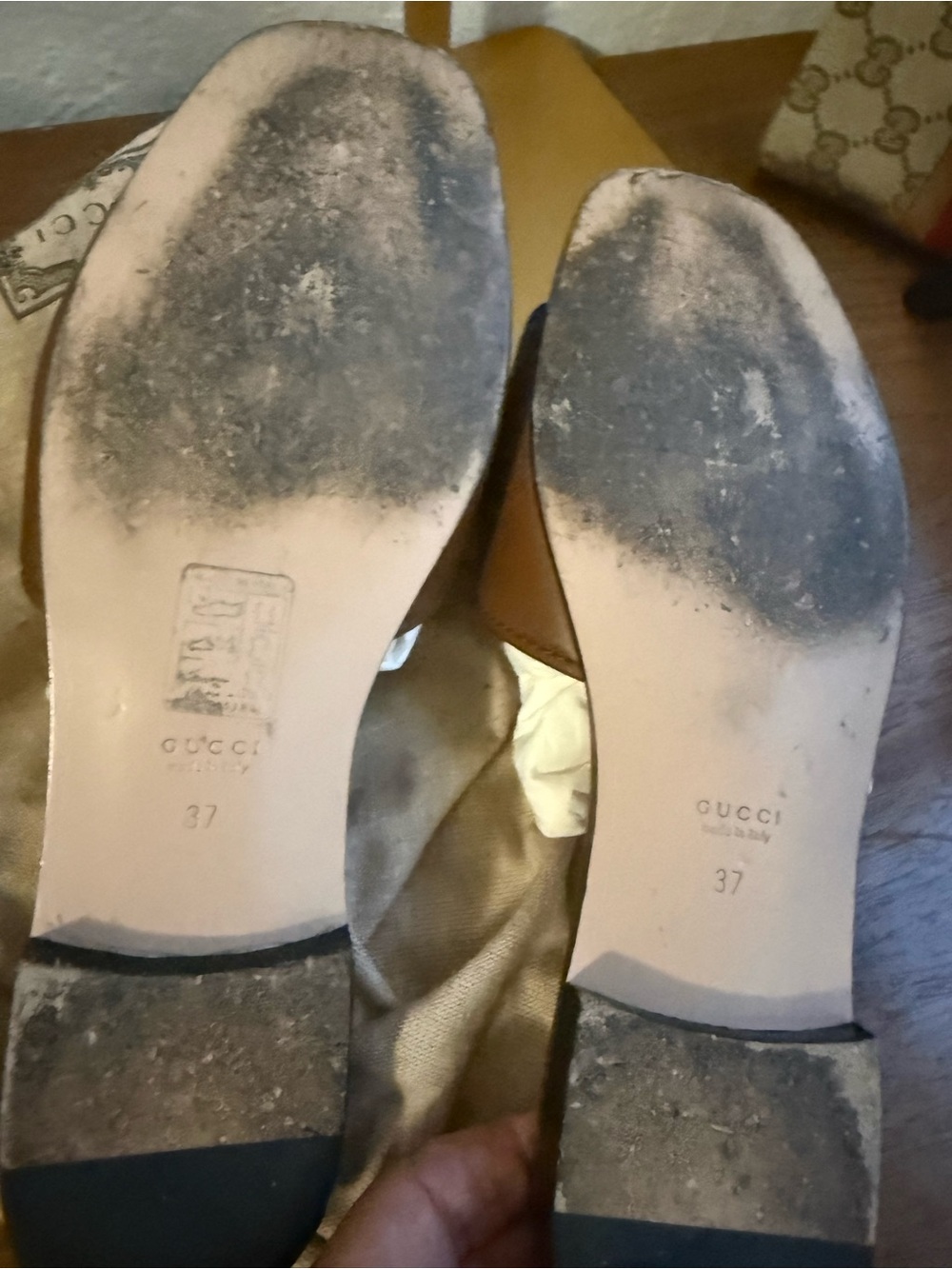 Gucci brown leather GG sandals size 37 NICE and authenticated color Cuir - Picture 10 of 16